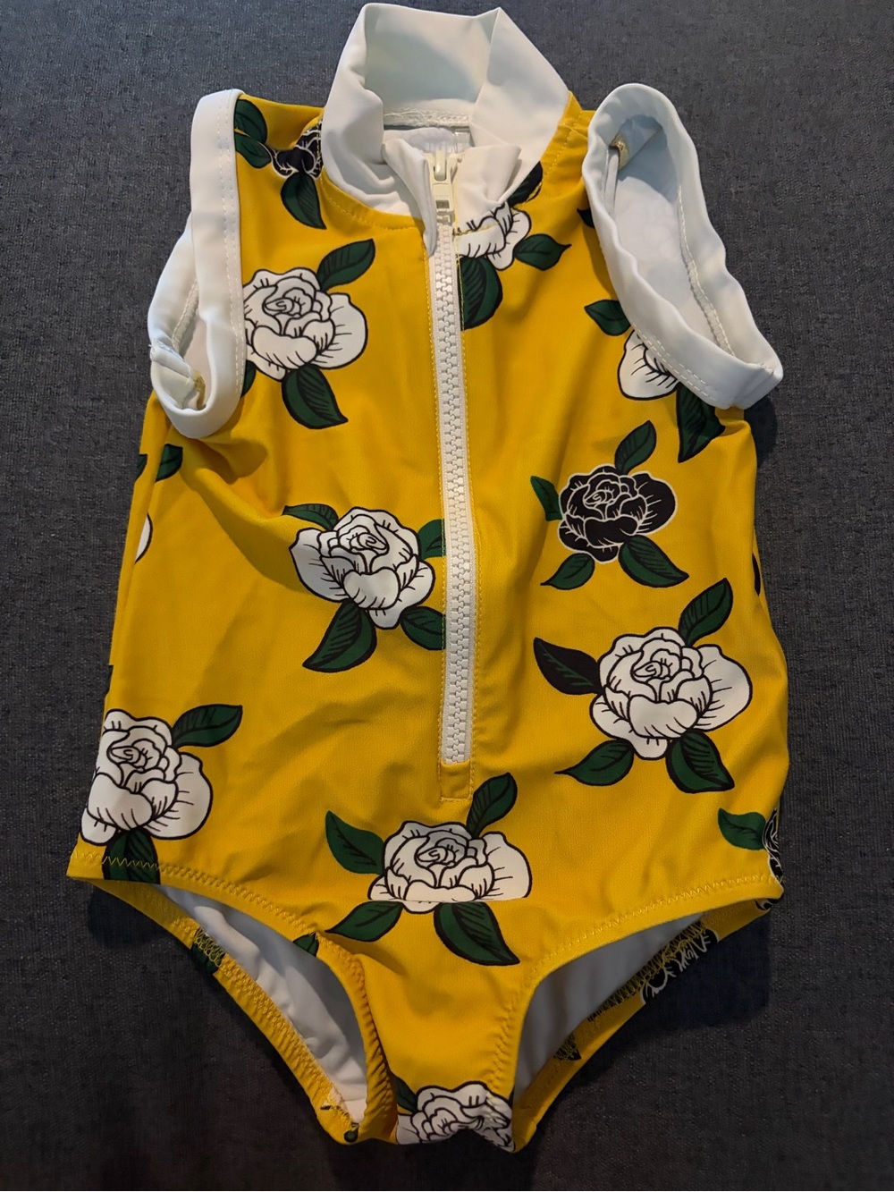 Mini Rodini Pale Yellow Floral Baby Swimsuit